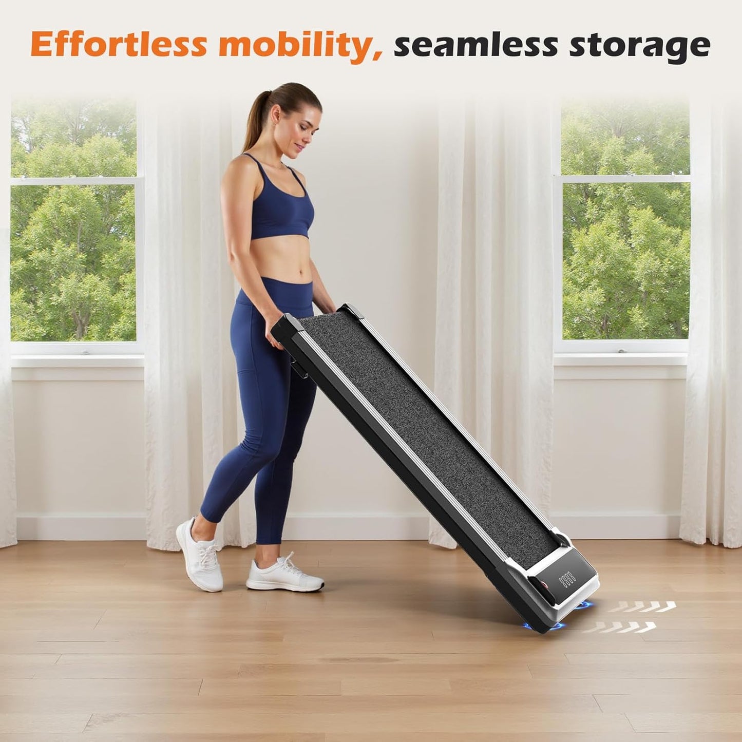 Compact Treadmill for Small Spaces, Quiet Under-Desk Walking Pad, Slim & Portable Design for Home Office Workouts, Easy to Store, Ideal for Apartments and Work-From-Home Fitness