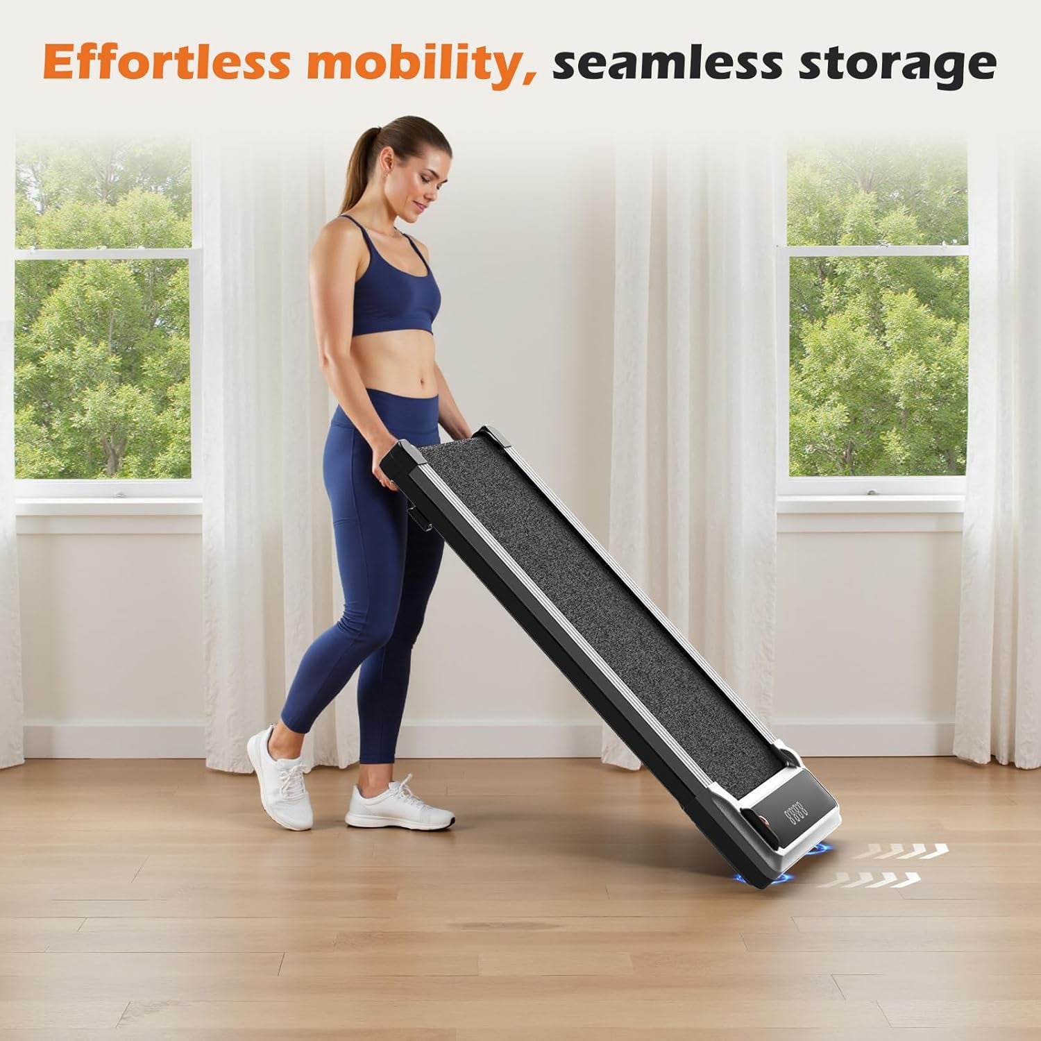 Compact Treadmill for Small Spaces, Quiet Under-Desk Walking Pad, Slim & Portable Design for Home Office Workouts, Easy to Store, Ideal for Apartments and Work-From-Home Fitness