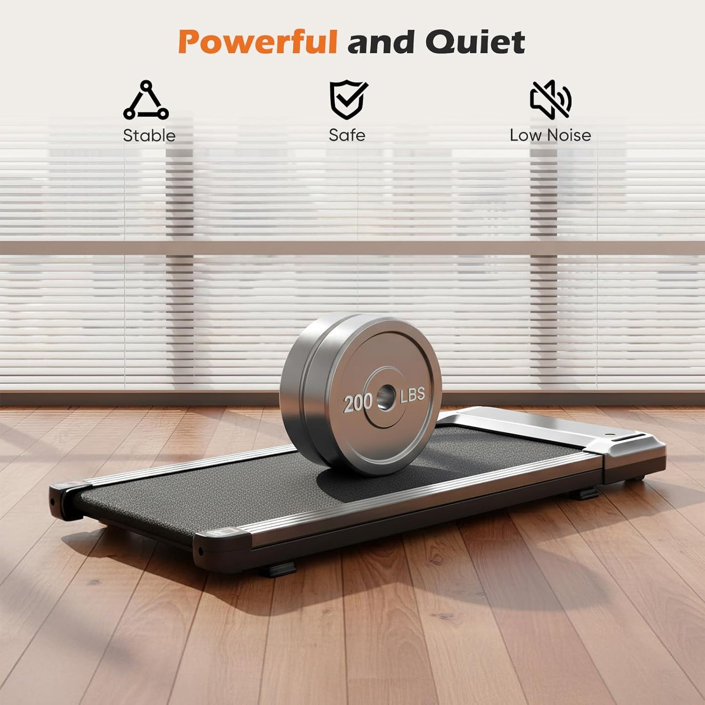 Compact Treadmill for Small Spaces, Quiet Under-Desk Walking Pad, Slim & Portable Design for Home Office Workouts, Easy to Store, Ideal for Apartments and Work-From-Home Fitness